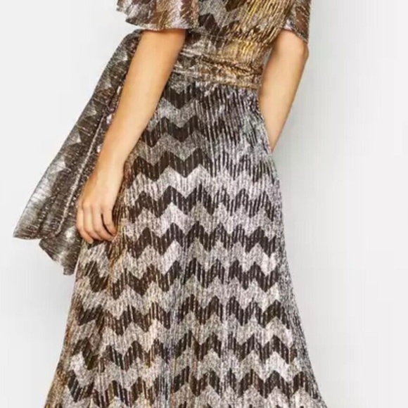 Debenhams Zig Zag Metallic Wrap Dress - Picture 2 of 8